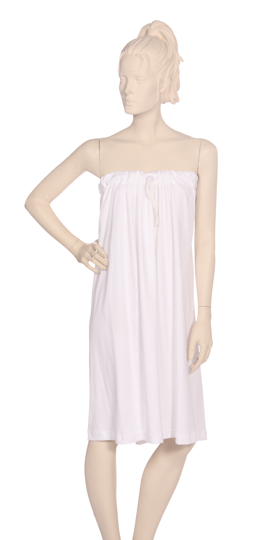 Tube Body Wrap with Elastic and Drawstring Top Interlock in White