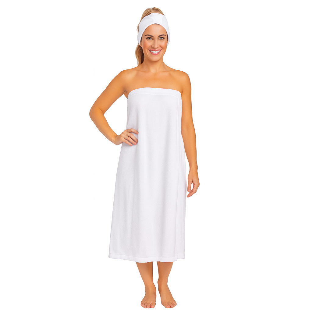 Body Wrap con tejido de rizo elástico con cierre de gancho y bucle en blanco