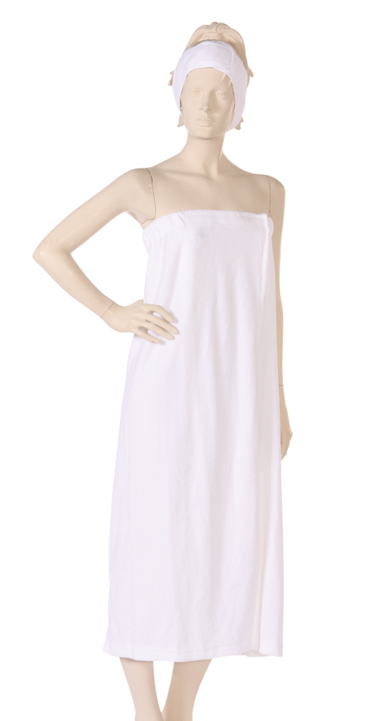 Body Wrap with Hook and Loop Closure Stretch Terry fabric in White