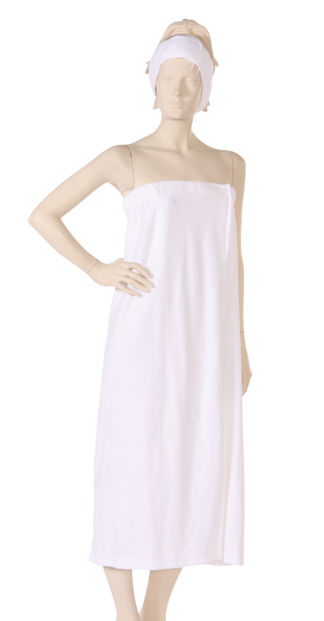 Body Wrap with Hook and Loop Closure Stretch Terry fabric in White