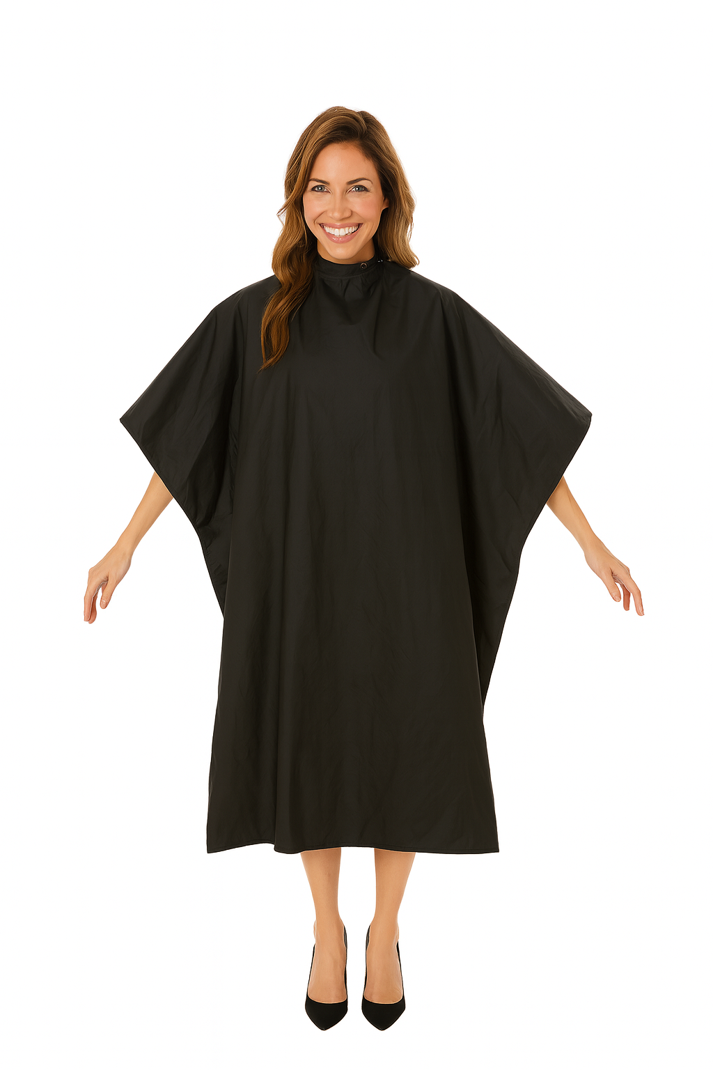 Capa de salón impermeable en negro mate hecha con tela de poliuretano