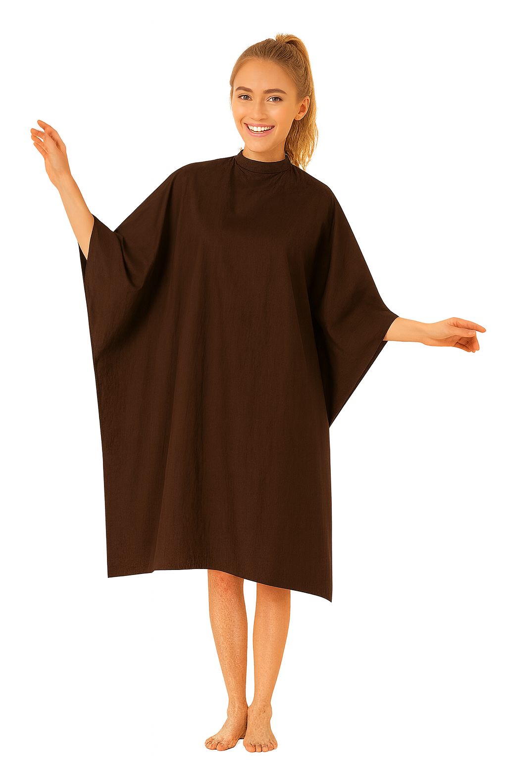 Salon Cape in Brown Iridescent Silkarah Fabric