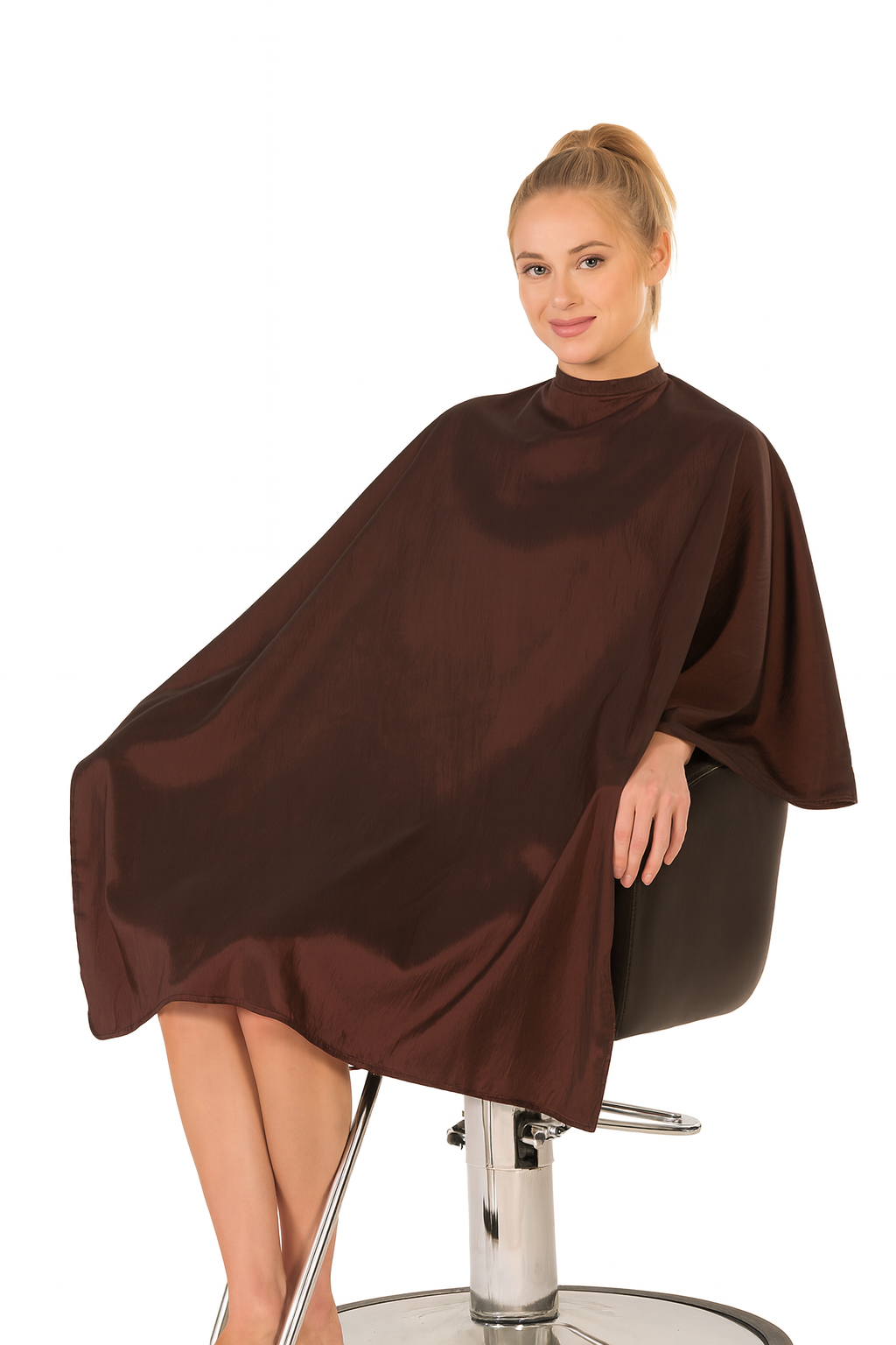 Salon Cape in Brown Iridescent Silkarah Fabric