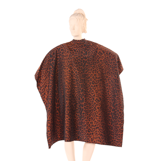 Multi-Purpose Salon Cape in Leopard Print Iridescent Silkara Fabric