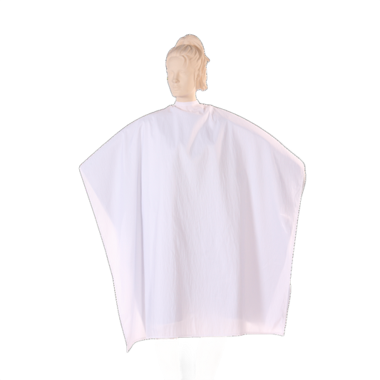 Multi-Purpose Salon Cape in White Silkara Fabric 