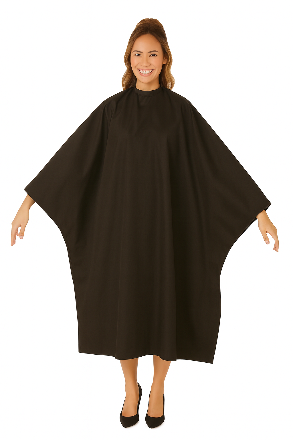 Super Salon Cape Silkara Iridescent Fabric in Black