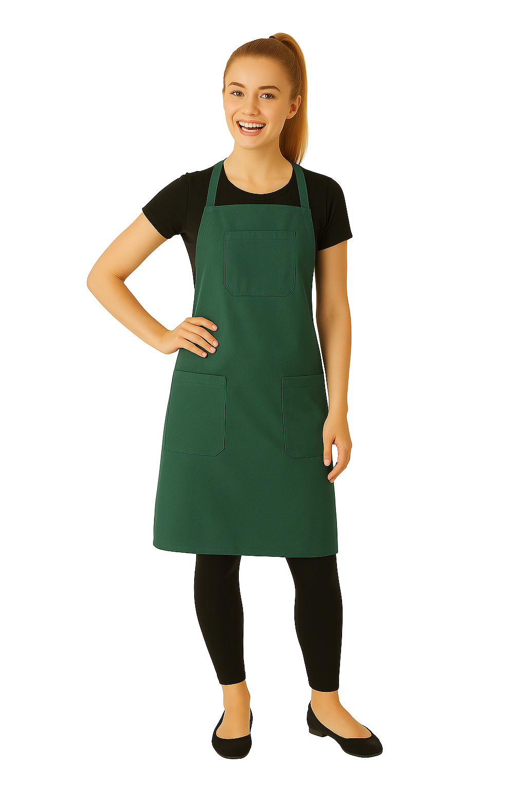 Salon Bib Apron in Green Iridescent Silkarah Fabric