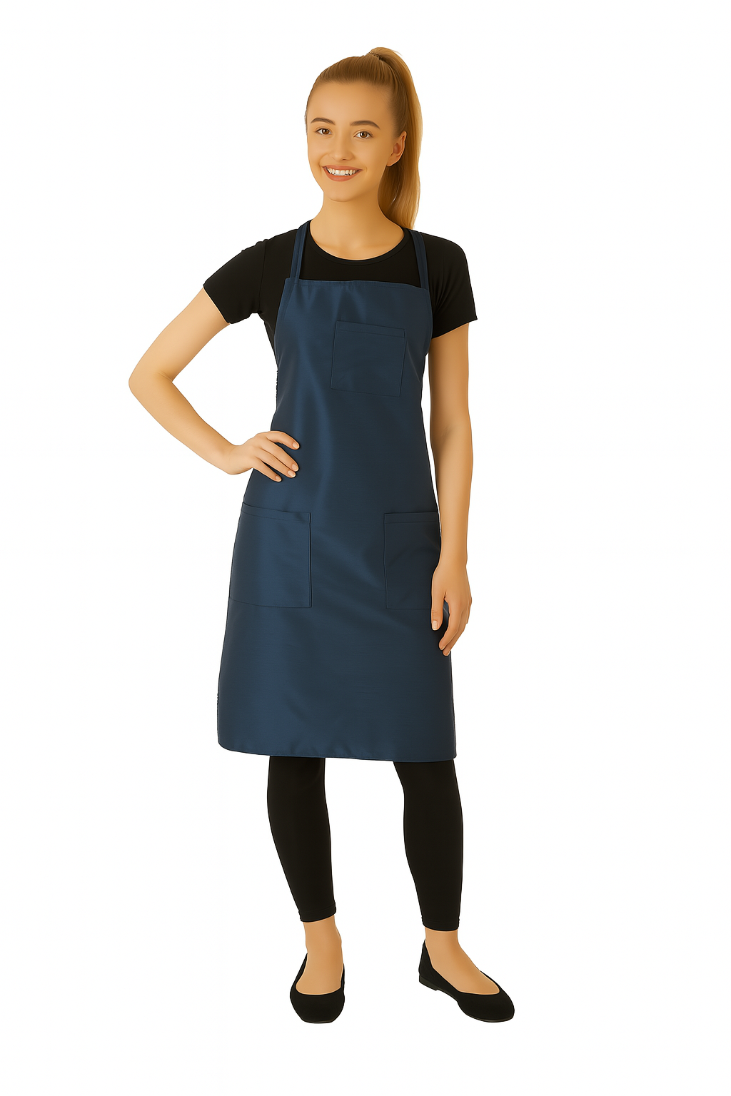 Salon Bib Apron in Navy Iridescent Silkarah Fabric