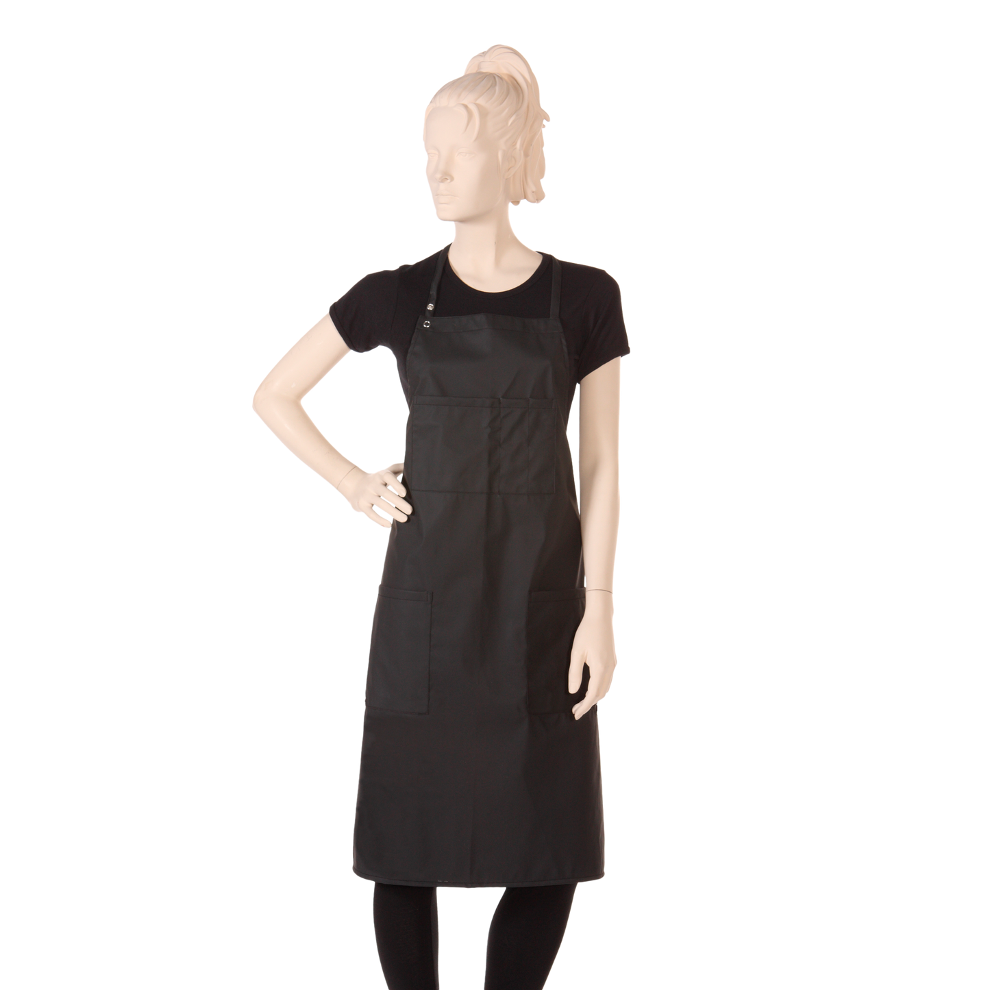 Multi-purpose Bib Apron in Waterproof Polyurethane Matte Black Fabric