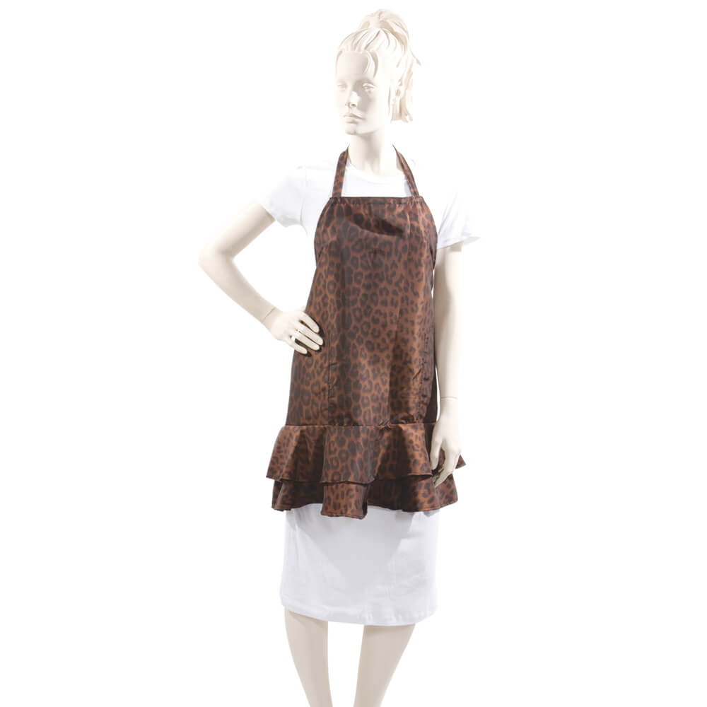 Ruffle Apron Leopard Print in Silkara Iridescent Fabric