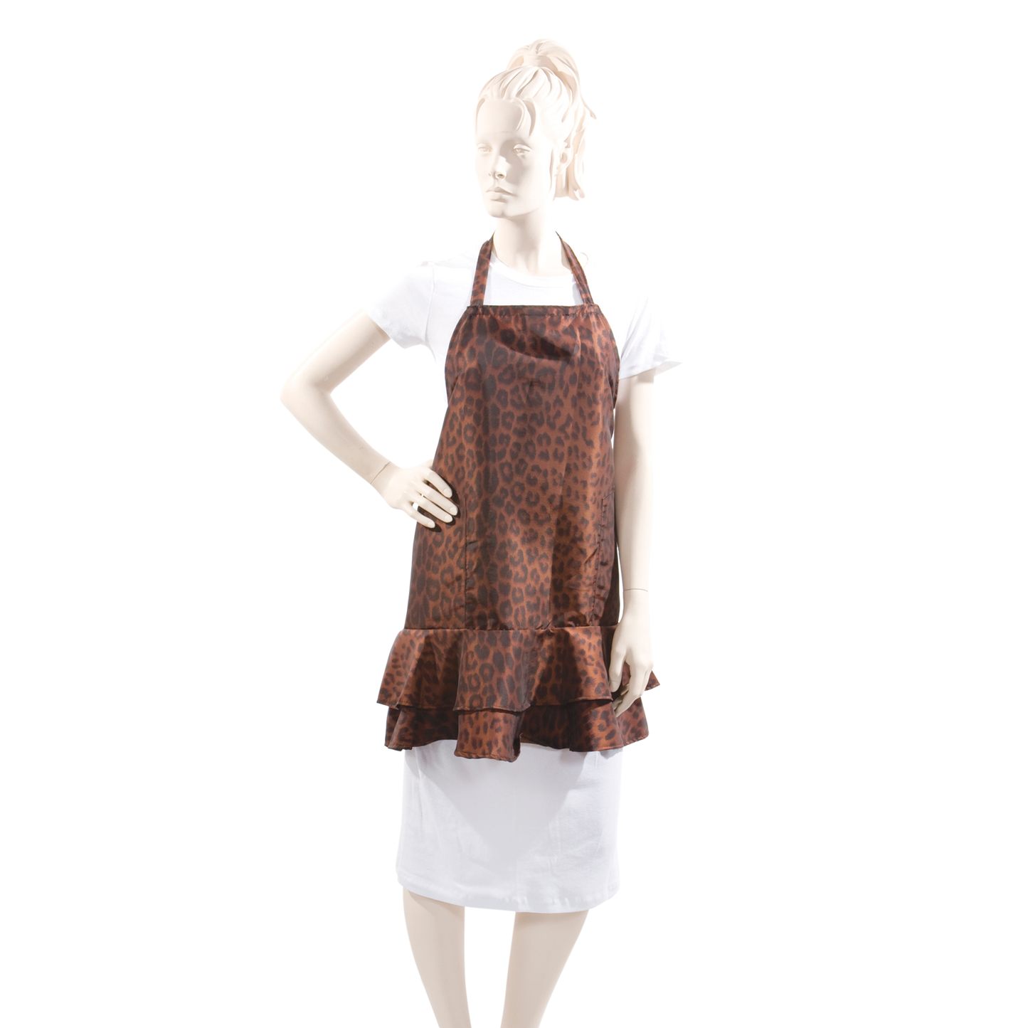 Ruffle Apron Leopard Print in Silkara Iridescent Fabric