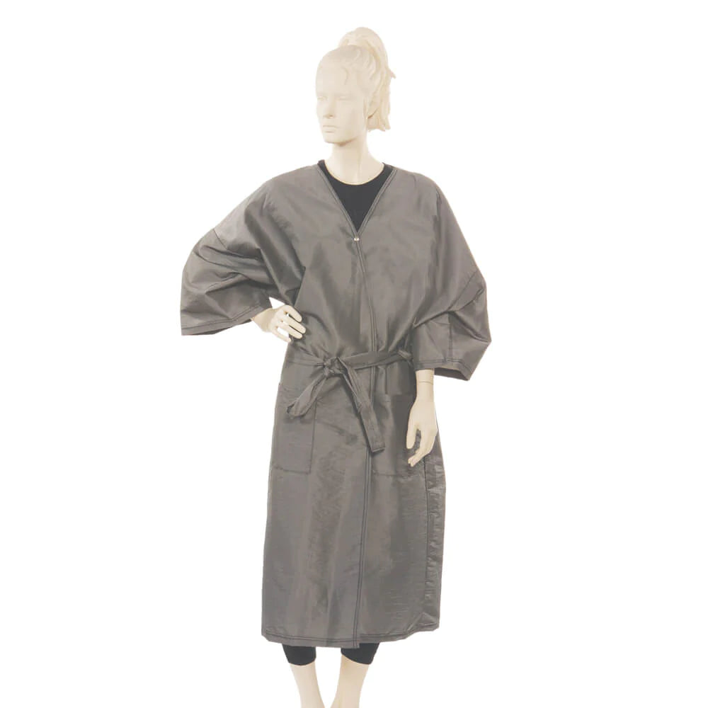 Vestido de cliente de tela iridiscente Silkara en negro