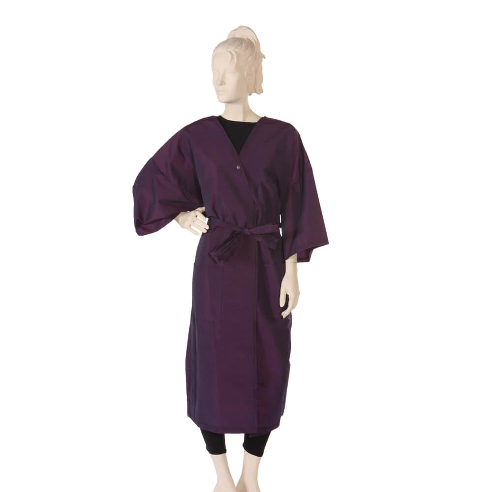 Vestido de cliente Silkara tela iridiscente en bronce