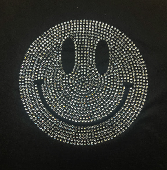 Black Bib Apron with Rhinestone Smile