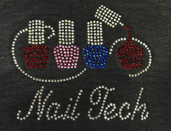 Delantal negro con pechera y diseño de peinado con diamantes de imitación