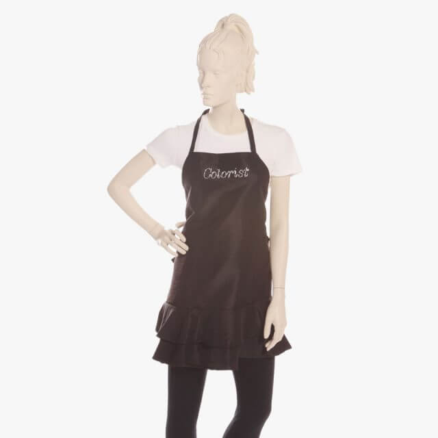 Black Ruffle Apron with Rhinestone Colorist