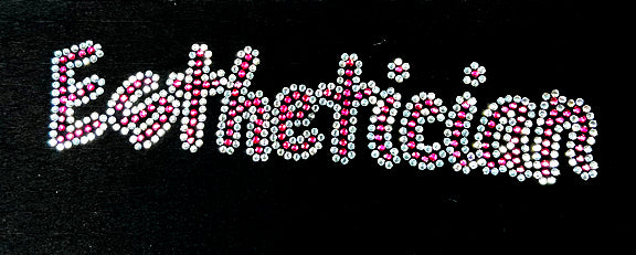 Black Ruffle Apron with Rhinestone Esthetician Pink