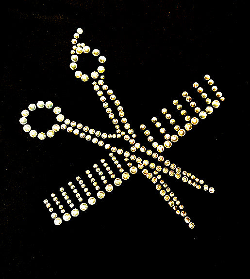 Delantal de Volantes Negro con Tijera y Peine de Pedrería