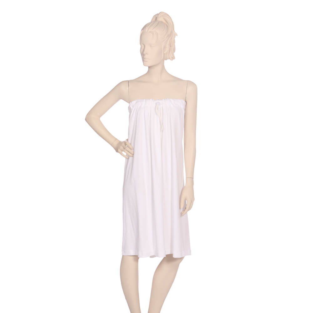 Tube Body Wrap with Elastic and Drawstring Top Interlock in White