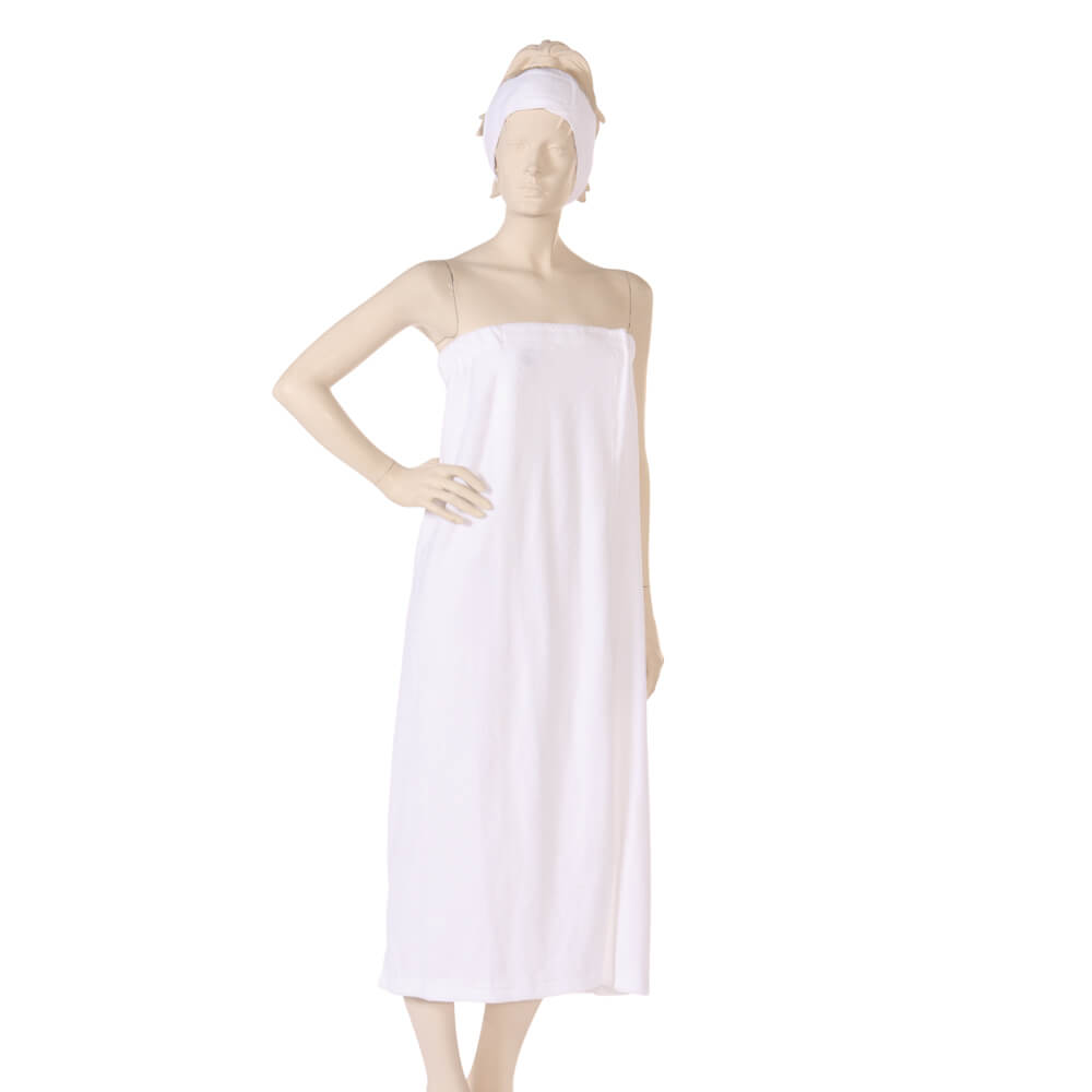 Body Wrap with Hook and Loop Closure Stretch Terry fabric in White