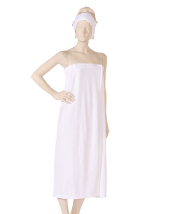 Body Wrap with Hook and Loop Closure Stretch Terry fabric in White