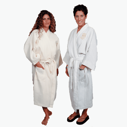 Spa Robes in Waffle Weave Fabric - White