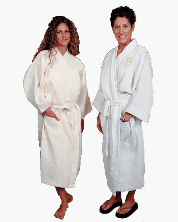 Spa Robes in Waffle Weave Fabric - White