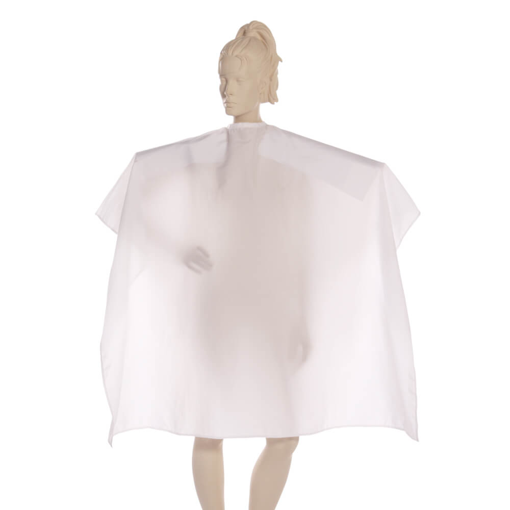 Multi-Purpose Salon Cape in White Antron Nylon