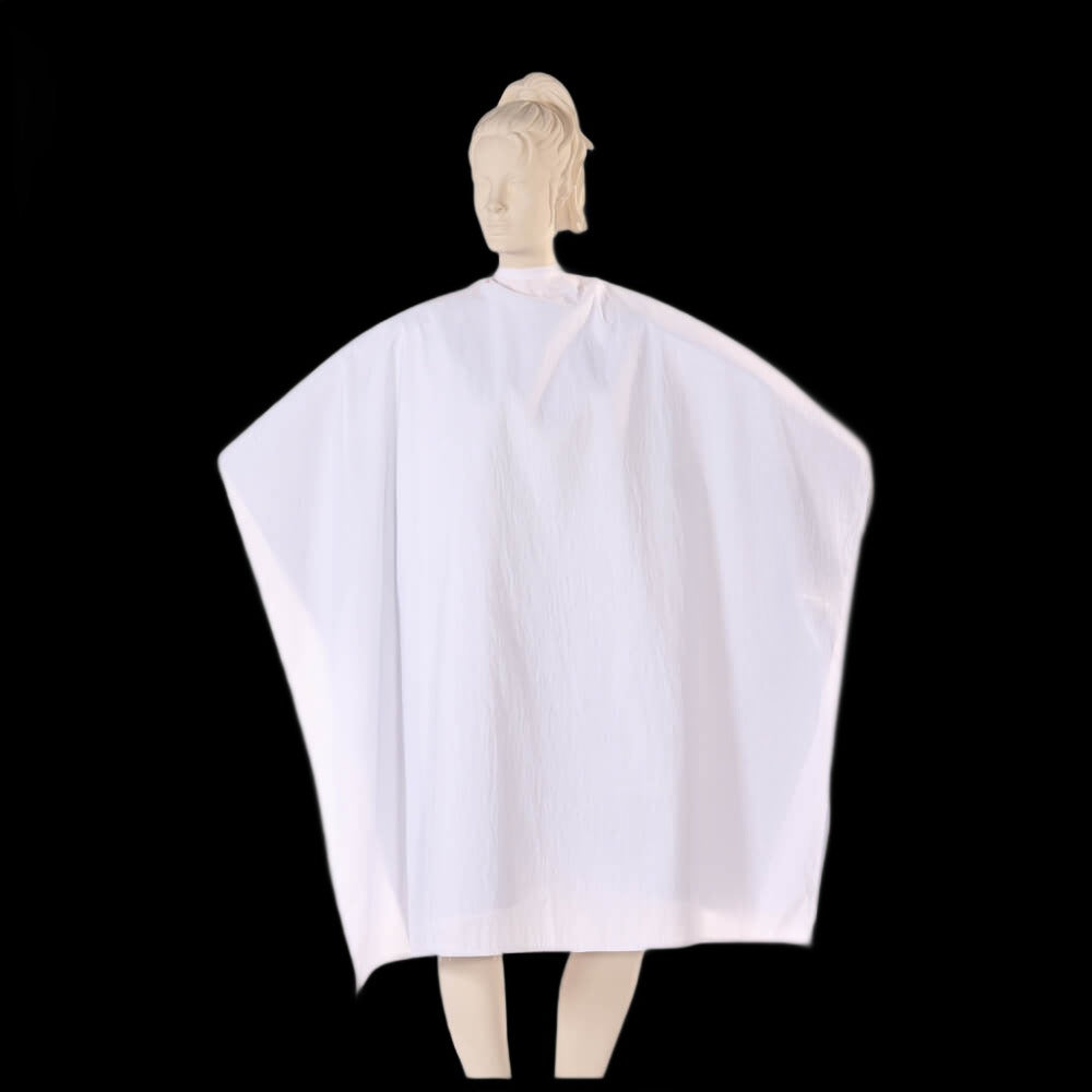 Multi-Purpose Salon Cape in White Silkara Fabric - White