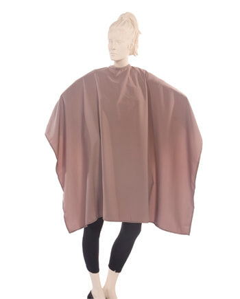 Salon Cape in Peachskin Fabric with Dark Toupe