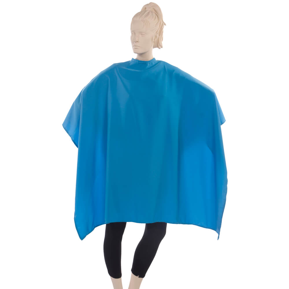 Salon Cape in Peachskin Fabric - Blue