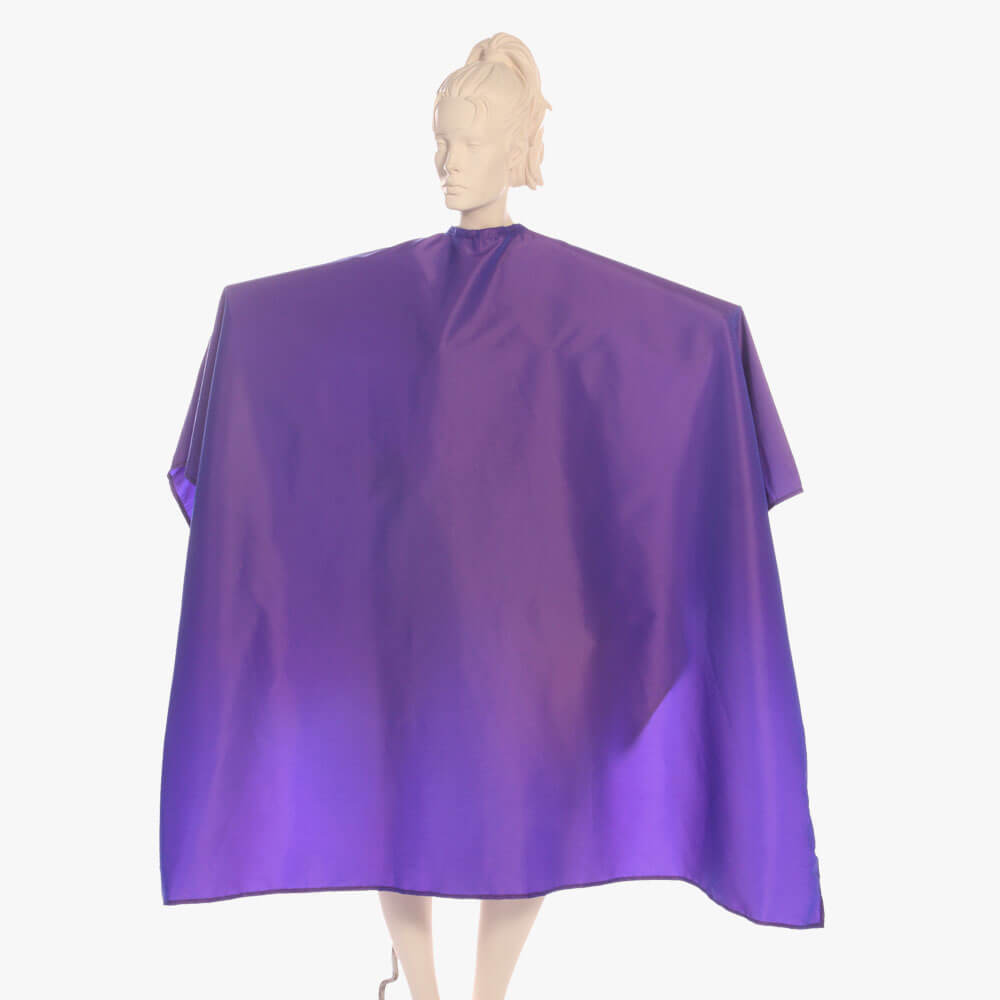 Super Salon Cape in Silkara Iridescent Fabric - Blueish Purple 