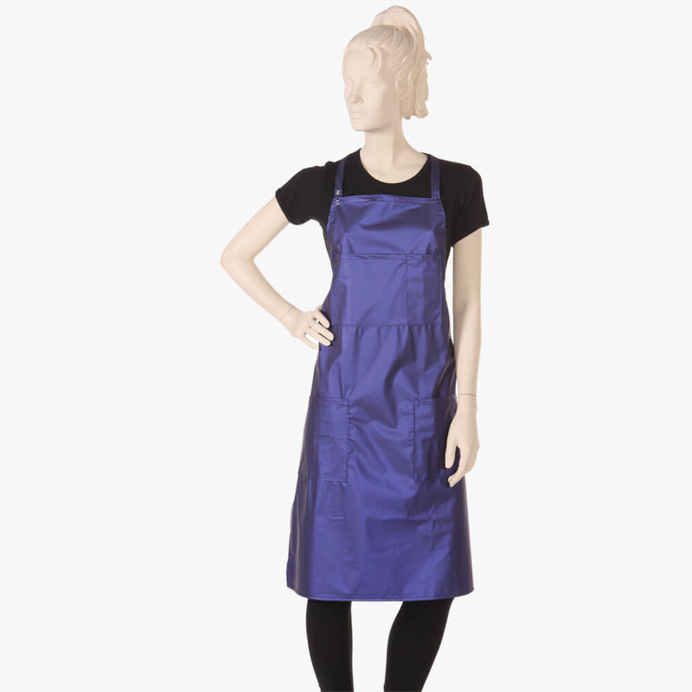 Multi-purpose Bib Apron in Waterproof Polyurethane Matte Navy Fabric