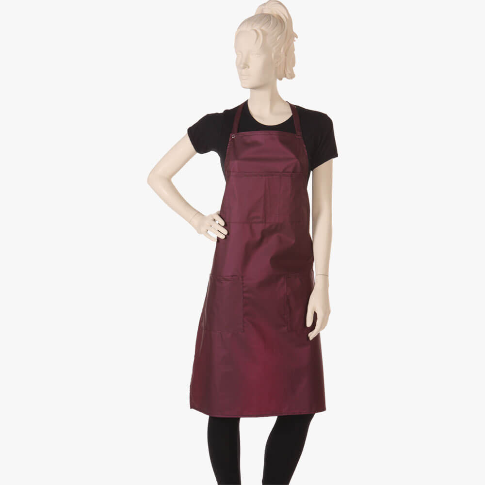 Multi-purpose Bib Apron in Waterproof Polyurethane Matte wineberry  Fabric