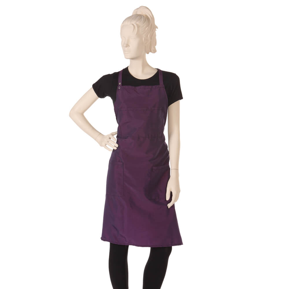 Multi-purpose Bib Apron in Wineberry Silkara Fabric | Salon wear
