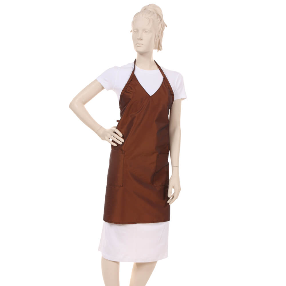V-Neck Apron in Silkara Iridescent Fabric - Bronze