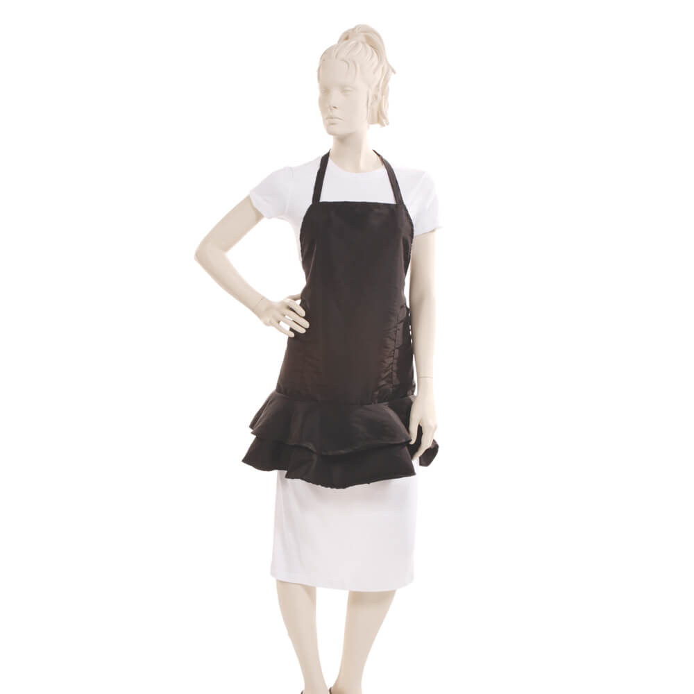 Ruffle Salon Apron in Black Iridescent