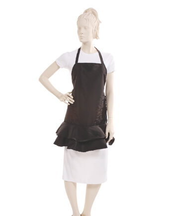 Ruffle Salon Apron in Black Iridescent