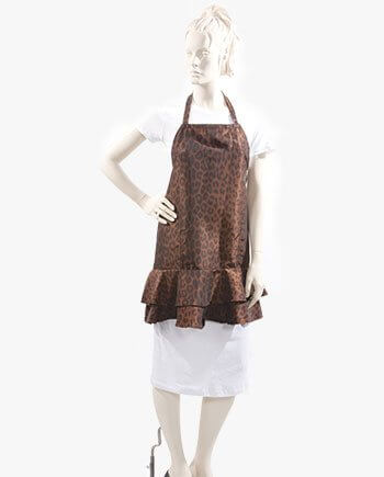 Ruffle Salon Apron in leopard Iridescent