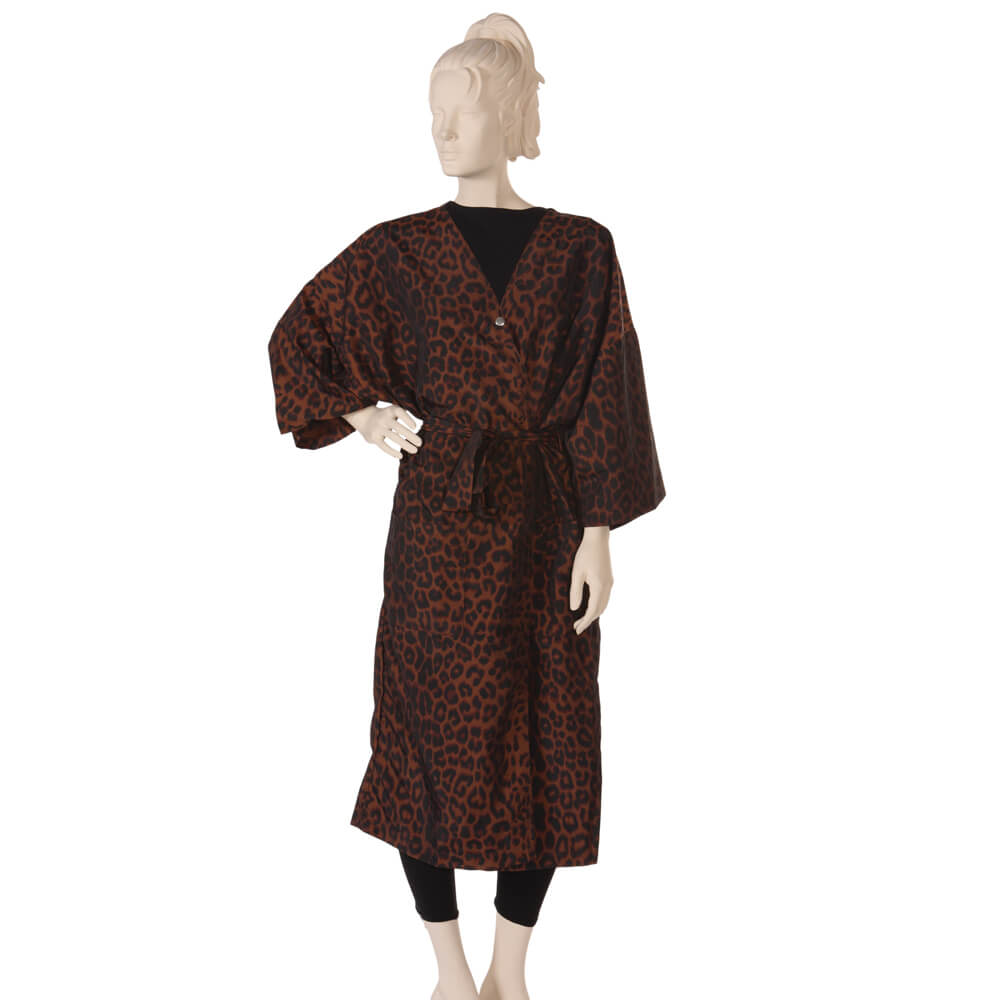 Client Gown Silkara Iridescent Fabric in Leopard Print