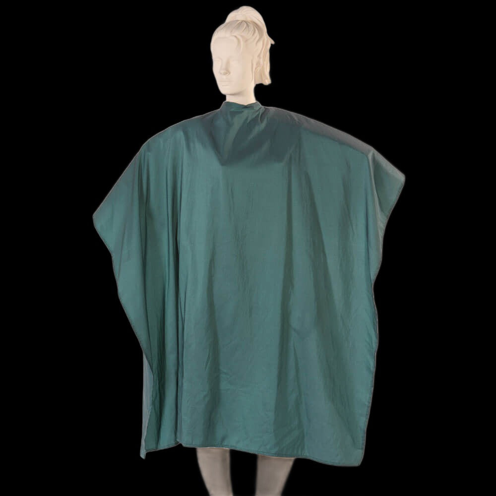 Multi-Purpose Salon Cape in White Silkara Fabric- green