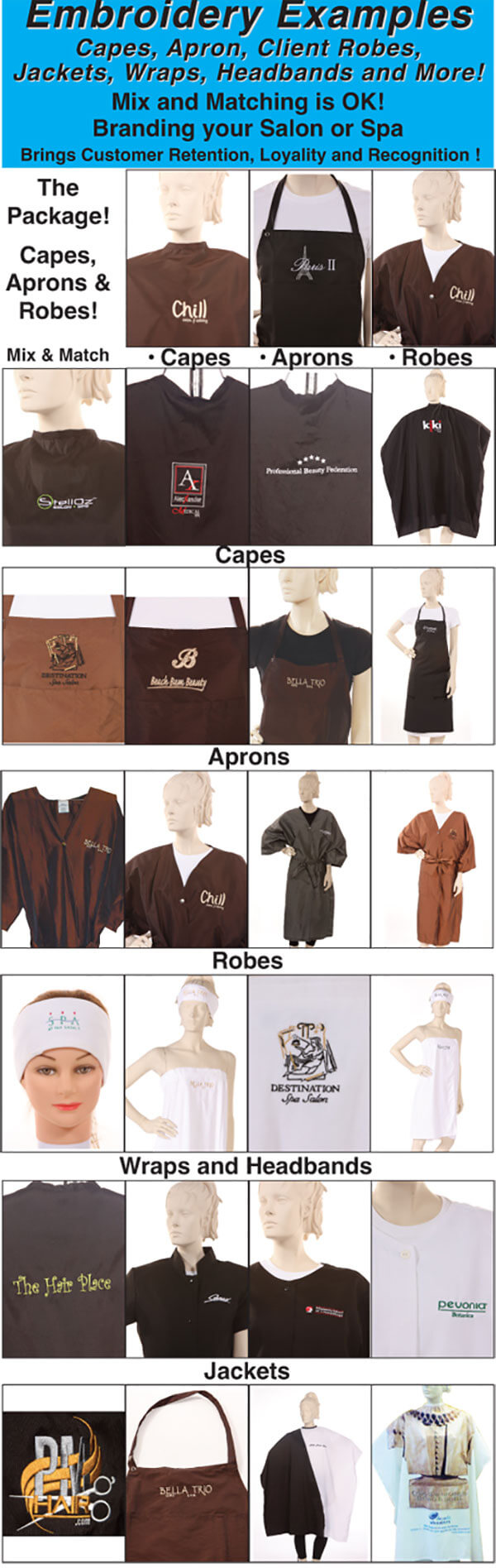 Ropa bordada: delantales bordados, batas bordadas, abrigo bordado, chaleco, cintas para la cabeza, capa, chales