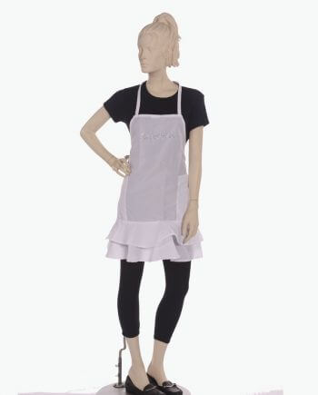 Ruffle Salon Apron in Black Iridescent - white