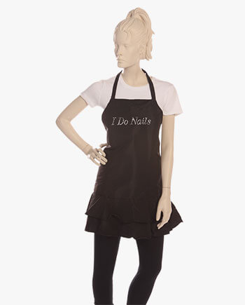 Black Ruffle Apron with Rhinestone I Do Nails