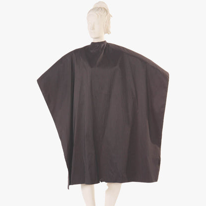 Multi-Purpose Salon Cape in Burgundy Iridescent Silkara Fabric - black