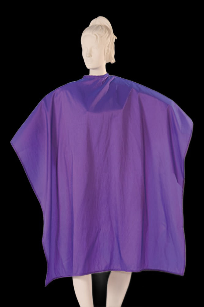 Multi-Purpose Salon Cape in White Silkara Fabric- Purple 