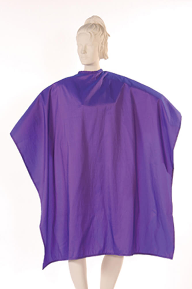 Multi-Purpose Salon Cape in Burgundy Iridescent Silkara Fabric - Purple 