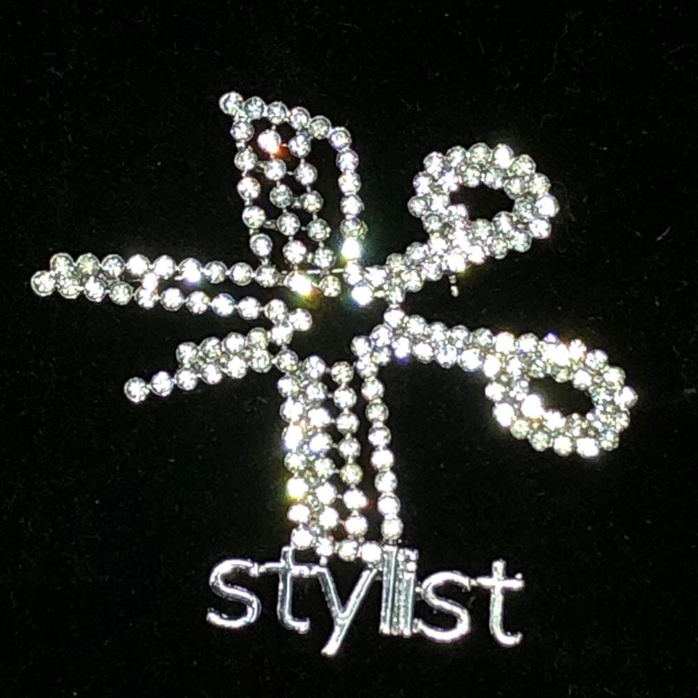 Rhinestone Pin - Scissor and Comb with Stylist