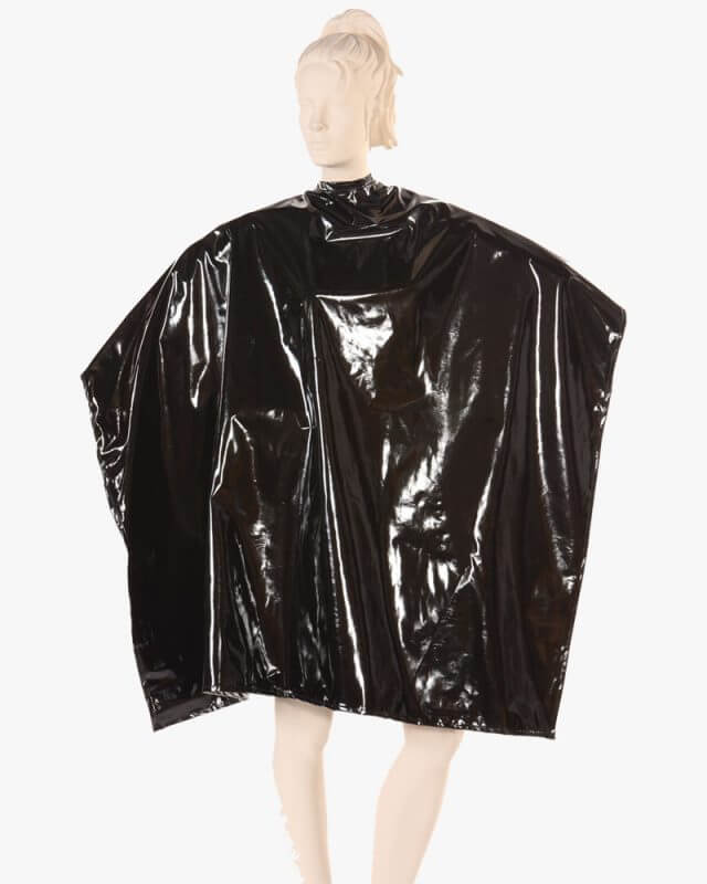Waterproof Salon Cape In Matte Black Made With Polyurethane Fabric