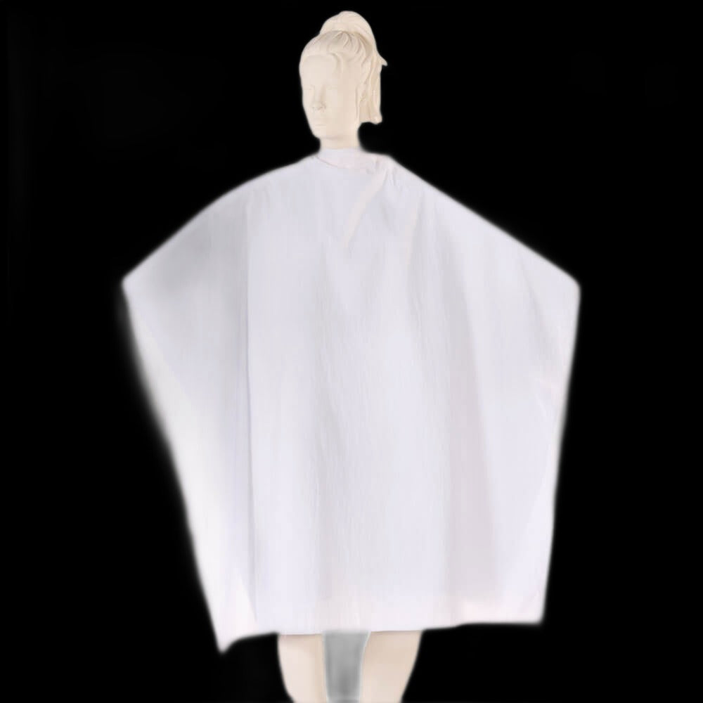Multi-Purpose Salon Cape in White Silkara Fabric